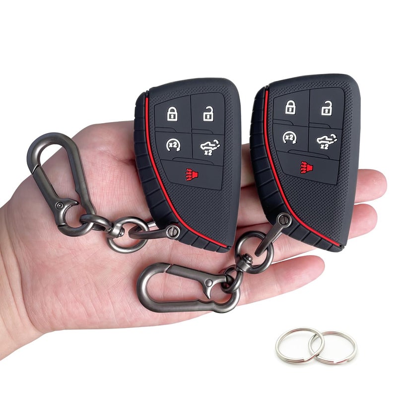 TANDRIVE Key Fob Cover for 2022 2023 2024 2025 Chevy Silverado 1500 GMC Sierra 1500, 2024 2025 Silverado Sierra 2500HD 3500HD, Silicone, 2-Pack, Black - Image 1
